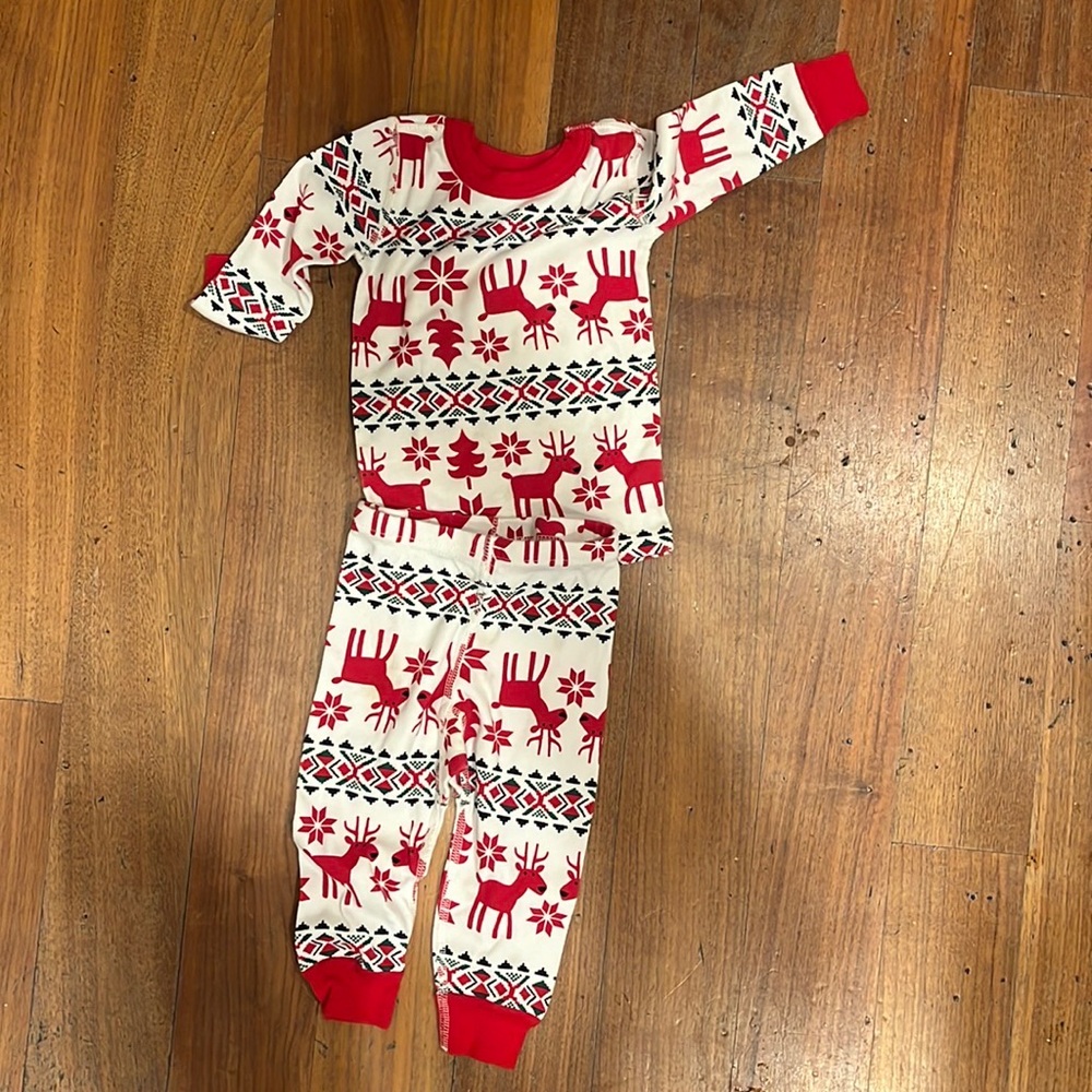Hanna Andersson Long John Holiday Pajamas - Dear Deer 18-24 months